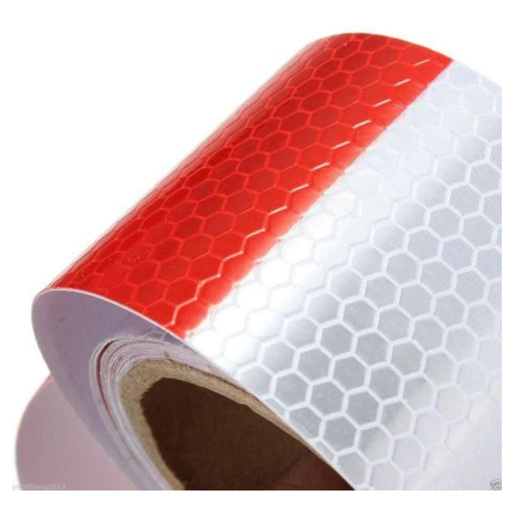 Trade Shop - 25 Metri Nastro Adesivo Catarifrangente Auto Camion Rosso Bianco Alta Visibilitá -