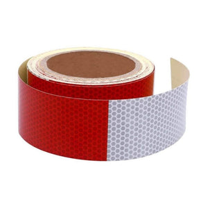 Trade Shop - 25 Metri Nastro Adesivo Catarifrangente Auto Camion Rosso Bianco Alta Visibilitá -