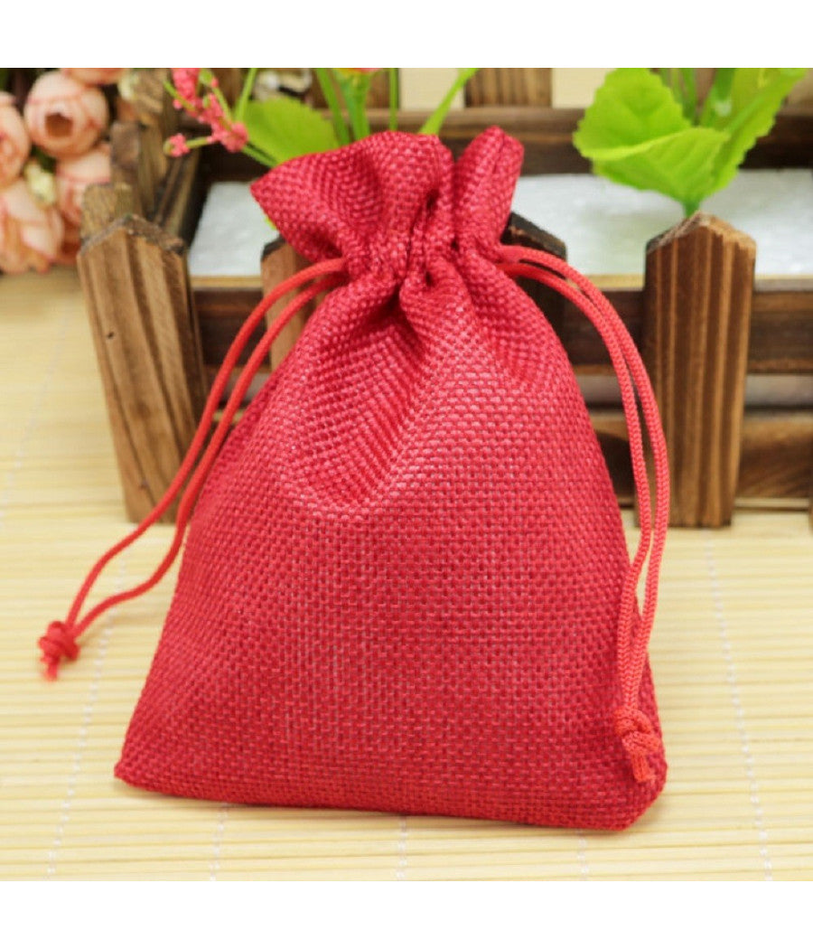 25 Sacchetti Di Juta Rossi Bomboniere Confetti Compleanni Matrimonio Regali         
