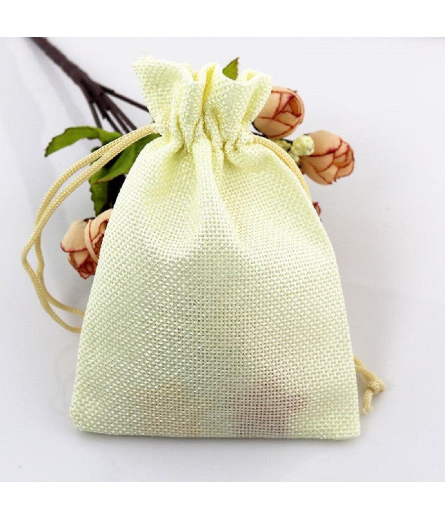 25 Veli Sacchetti Di Juta Avorio Per Bomboniere Confetti Compleanni Matrimonio         