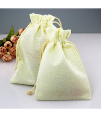 25 Veli Sacchetti Di Juta Avorio Per Bomboniere Confetti Compleanni Matrimonio         