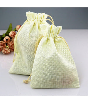 25 Veli Sacchetti Di Juta Avorio Per Bomboniere Confetti Compleanni Matrimonio         