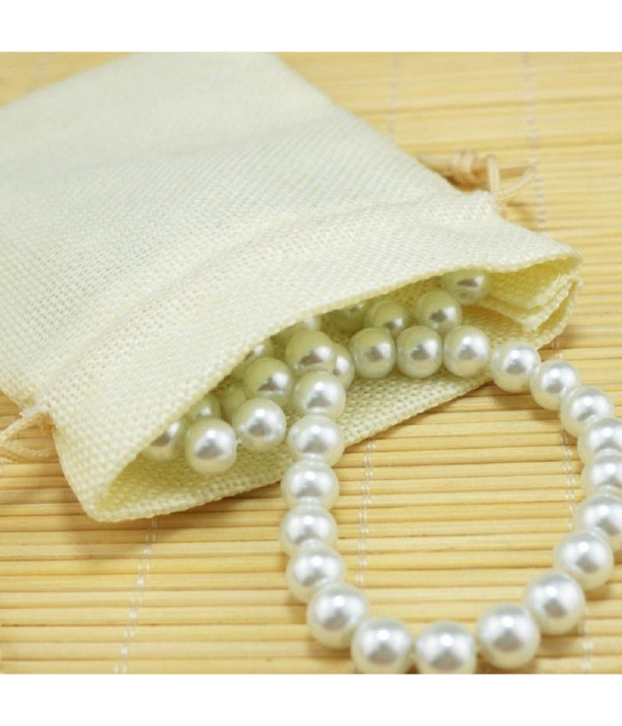 25 Veli Sacchetti Di Juta Avorio Per Bomboniere Confetti Compleanni Matrimonio         