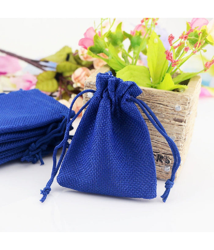 25 Veli Sacchetti Juta Blu Per Bomboniere Feste Decorazioni Cotillon         
