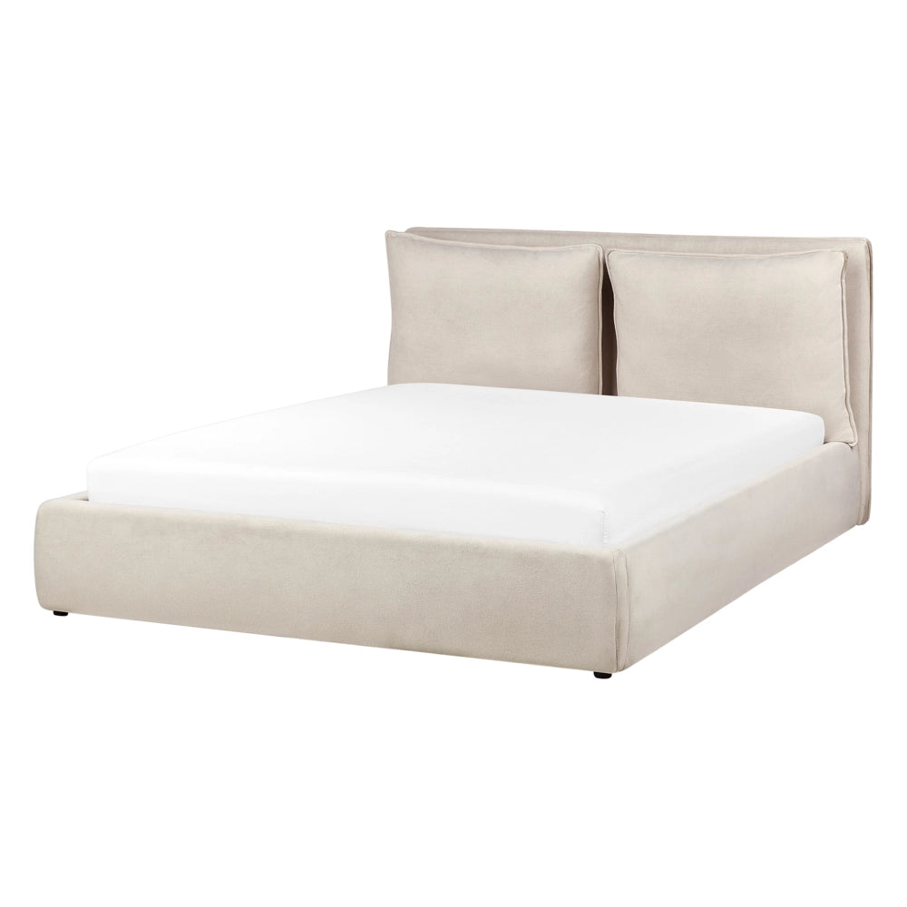 Letto matrimoniale beige chiaro con contenitore 160 x 200 cm camera da letto moderna