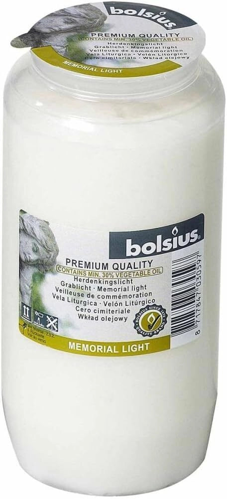 Bolsius 8717847030597 Cero Votivo Bianco N.7 105 Ore Cera e Paraffina 6.7x6.7x14.1 cm