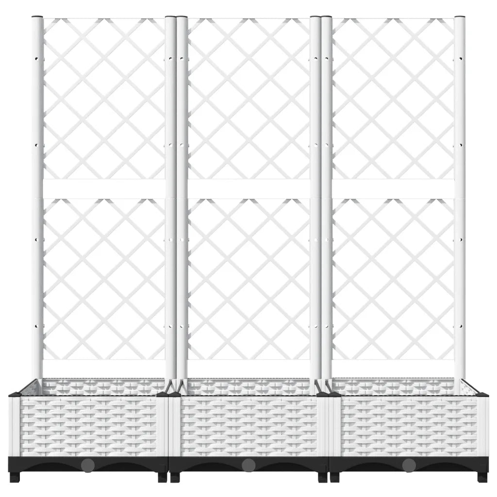 Fioriera da giardino con traliccio bianca 120x40x121,5 cm PP 153283