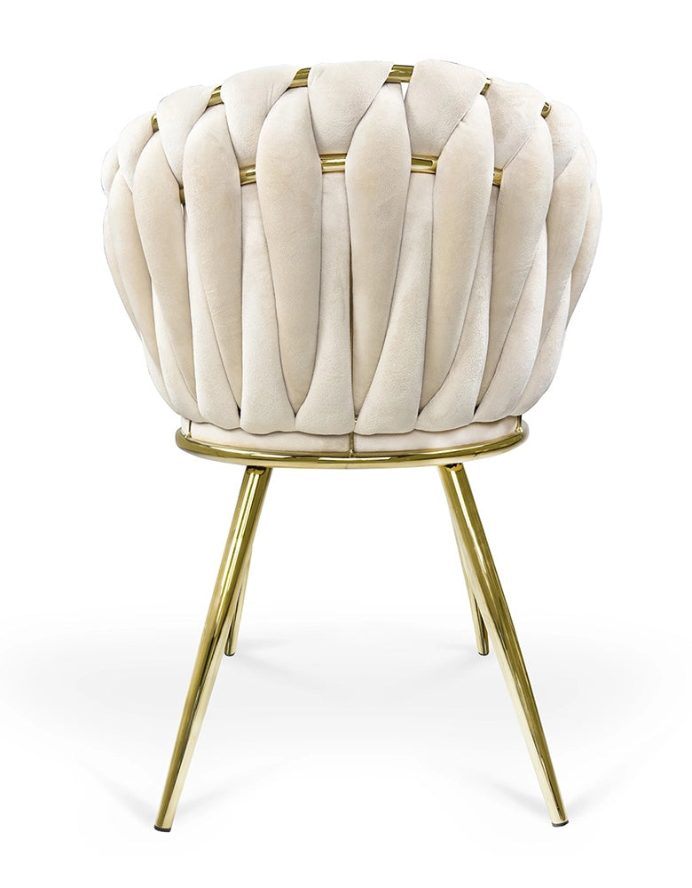 Poltrona in velluto beige, sedia imbottita da pranzo – Elise - SDPL11ELPD