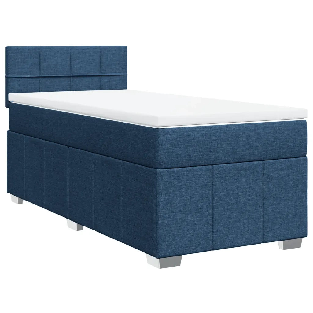 Letto singolo | Letto per adulti | Giroletto a Molle con Materasso Blu 100x200 cm in Tessuto