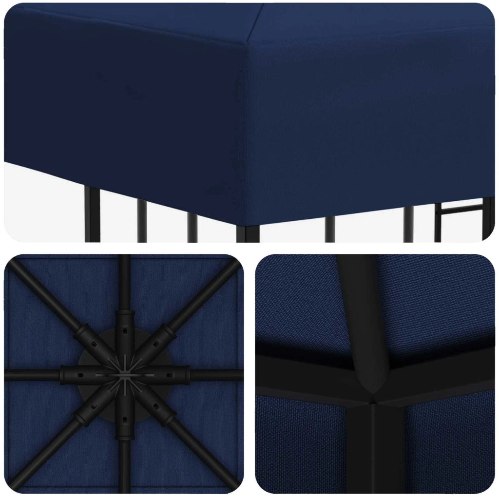 Gazebo | Pergolato 3 x 3 m Blu Poliestere e Acciaio 190 gsm