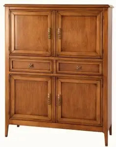 Credenza con 4 ante e 2 cassetti in legno massiccio noce Bassano