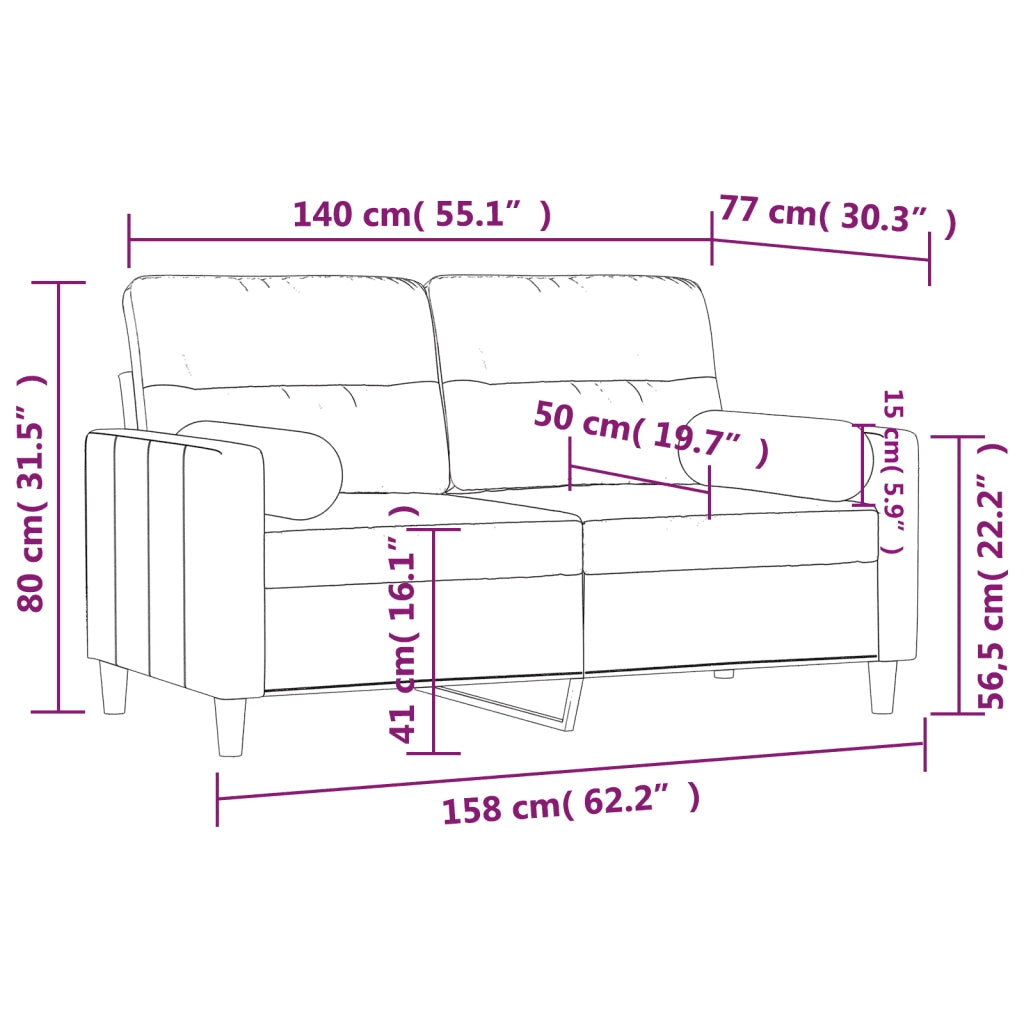 Divano a 2 Posti con Cuscini-Sofa 2 Posti con Cuscini Marrone 140 cm in Tessuto 468481