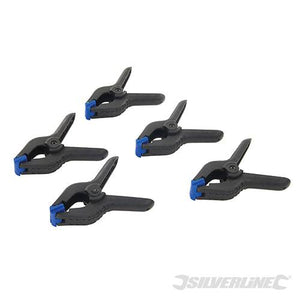 Pinza morsetto a molla 5Pz in plastica laboratorio magazzino Silverline Prezzo - lunghezza 100 mm/capacità morsa 40 mm