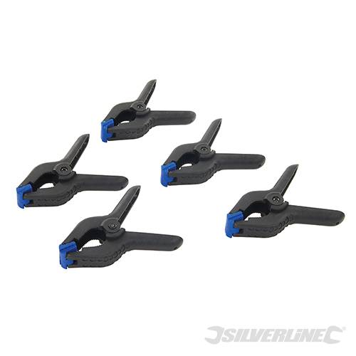 Pinza morsetto a molla 5Pz in plastica laboratorio magazzino Silverline Prezzo - lunghezza 100 mm/capacità morsa 40 mm