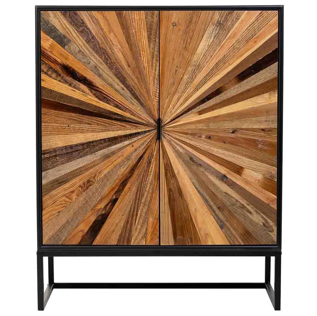 Credenza in legno e metallo a 2 ante marrone 80x37x101