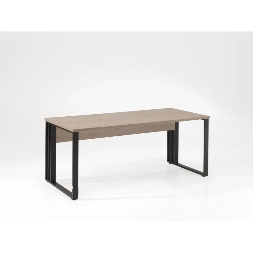 Scrivania professionale YUKON – 180 cm quercia chiara e nera – Grande scrivania in metallo dal design