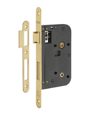 Serratura da incasso per WC, asse 60 mm, frontale in ottone lucido verniciato – THIRARD