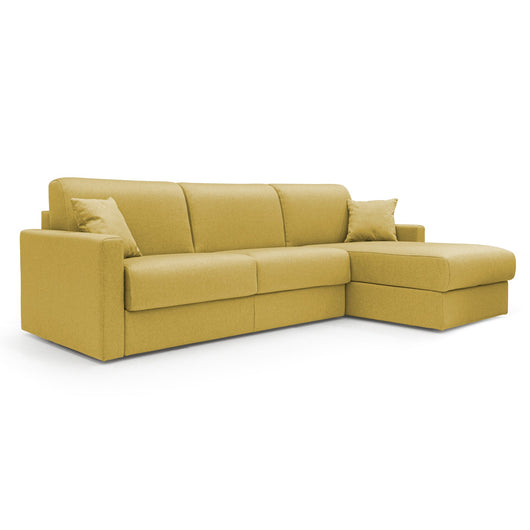 Chris Divano letto angolare 5 posti in tessuto impermeabile T13 248 cm Sinistro (mat. 120x197) giallo