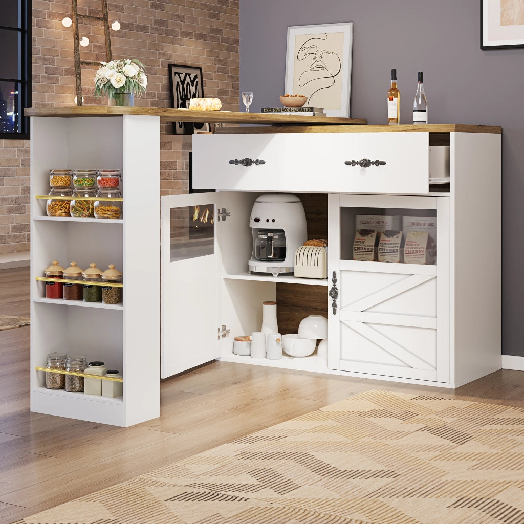 TAVOLO BAR Girevole 138-204 x 39 x 104 cm MDF Bianco