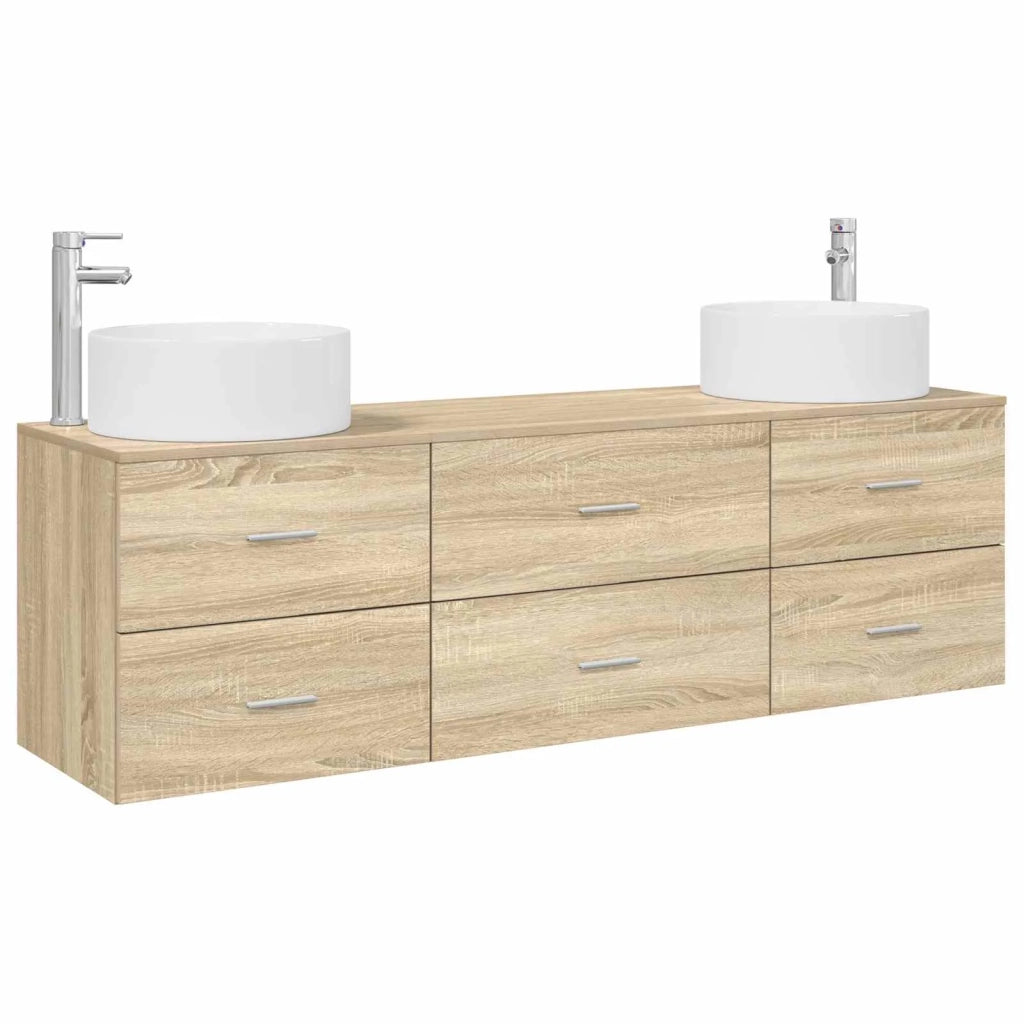 Set di mobili per il bagno 3 pz Rovere Sonoma 3405941