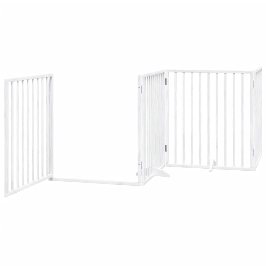 Cancelletto di sicurezza per animali domestici porta pieghevole 6 pannelli legno di pioppo bianco 02_0023231
