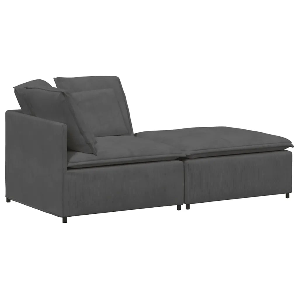 Divano Modulare con Poggiapiedi e Cuscini Grigio Scuro 3321228