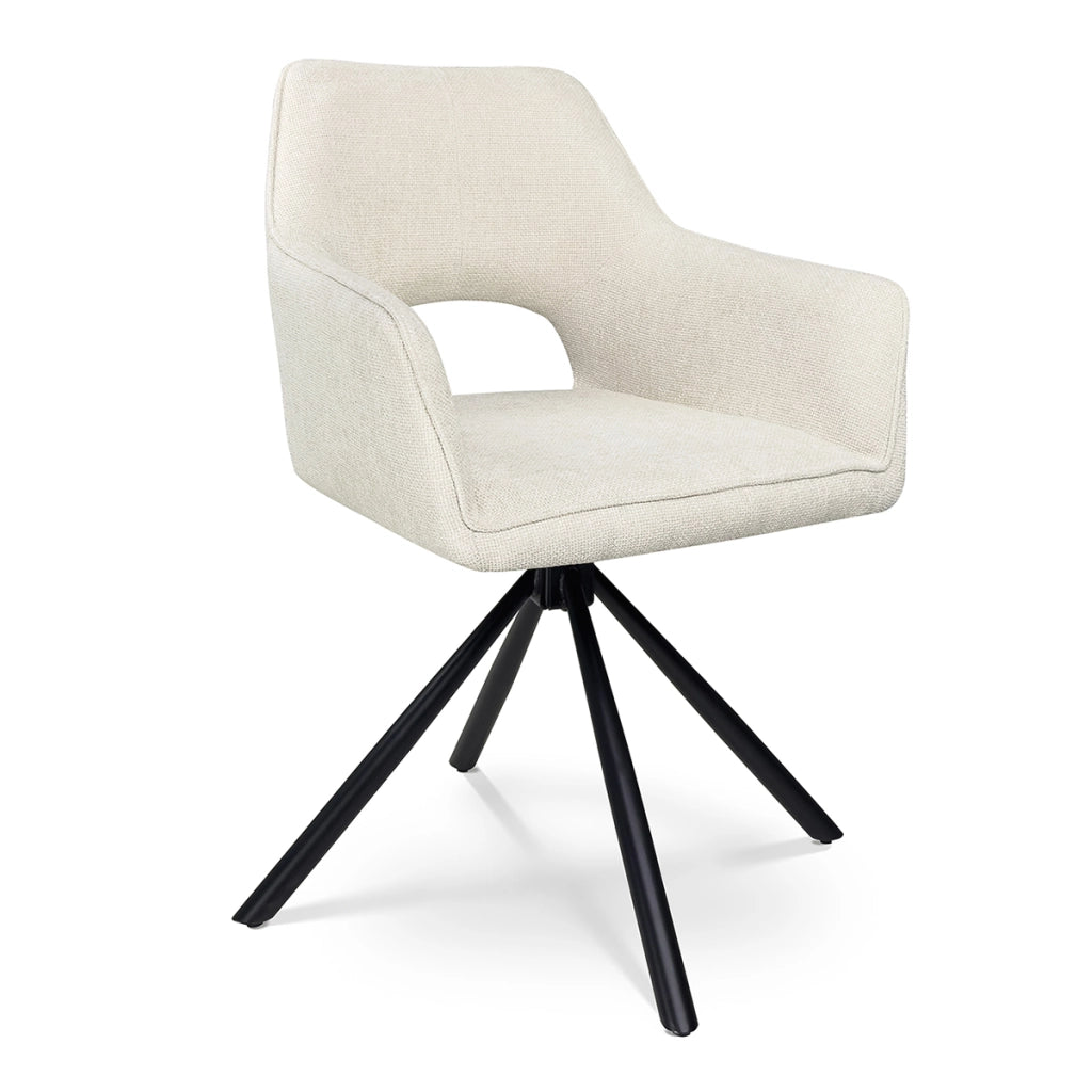 Sedia ufficio in tessuto, poltrona girevole beige – Alba