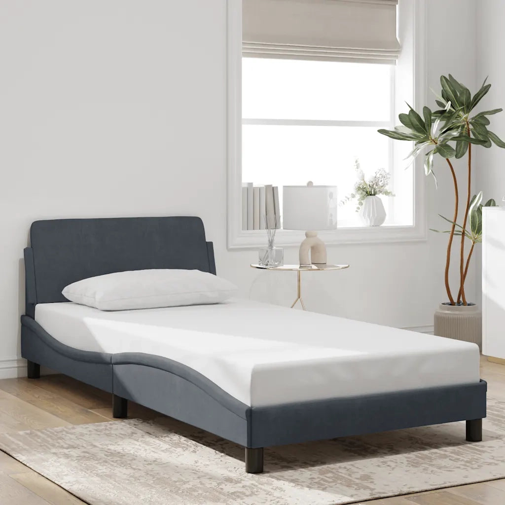 Giroletto con Testiera Grigio Scuro 100x200 cm in Vellutocod mxl 91607