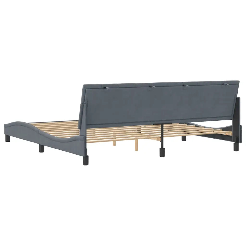 Giroletto senza Materasso-Struttura Letto Hanko Grigio Scuro 200x200 cm Velluto