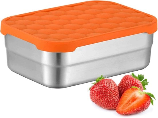 Lunchbox in acciaio inossidabile con coperchio in silicone ermetico, adatto per conservare snack, panini, frutta e verdura, 700 ml.