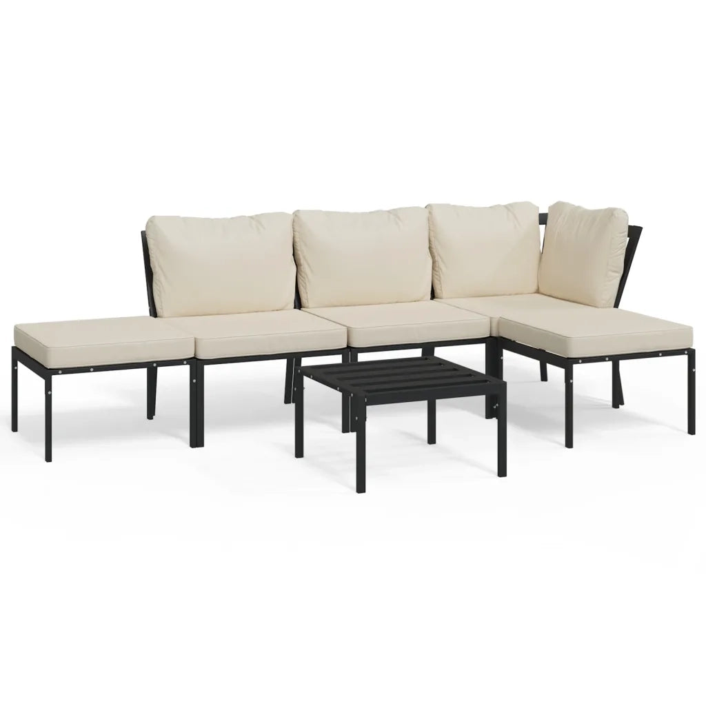 Set Salotto da Giardino 6pz con Cuscini Sabbia in Acciaiocod mxl 77220
