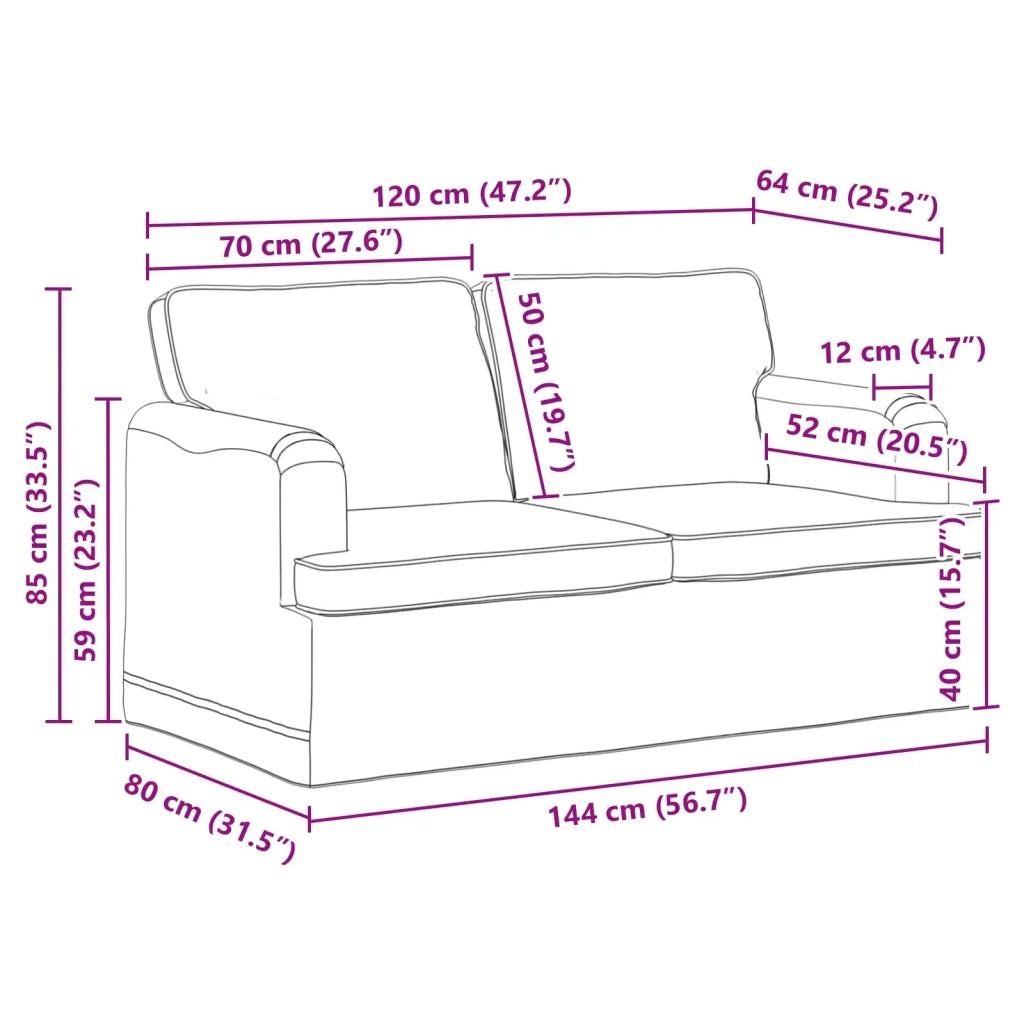 Divano | Divano da soggiorno | Sofa Grigio chiaro 144 x 80 x 85 cm Tessuto