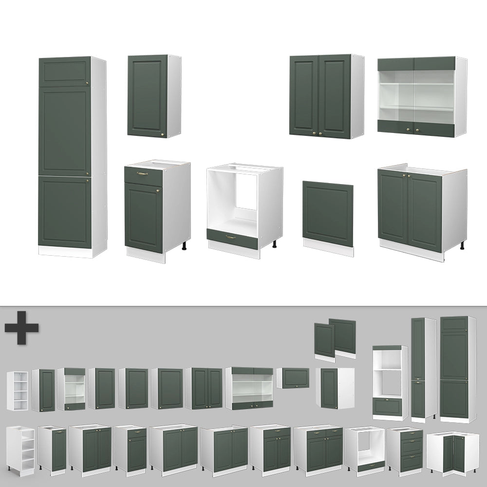 Vicco Cucina componibile Verde-oro Country House/Bianco 300 cm , PL Marmo