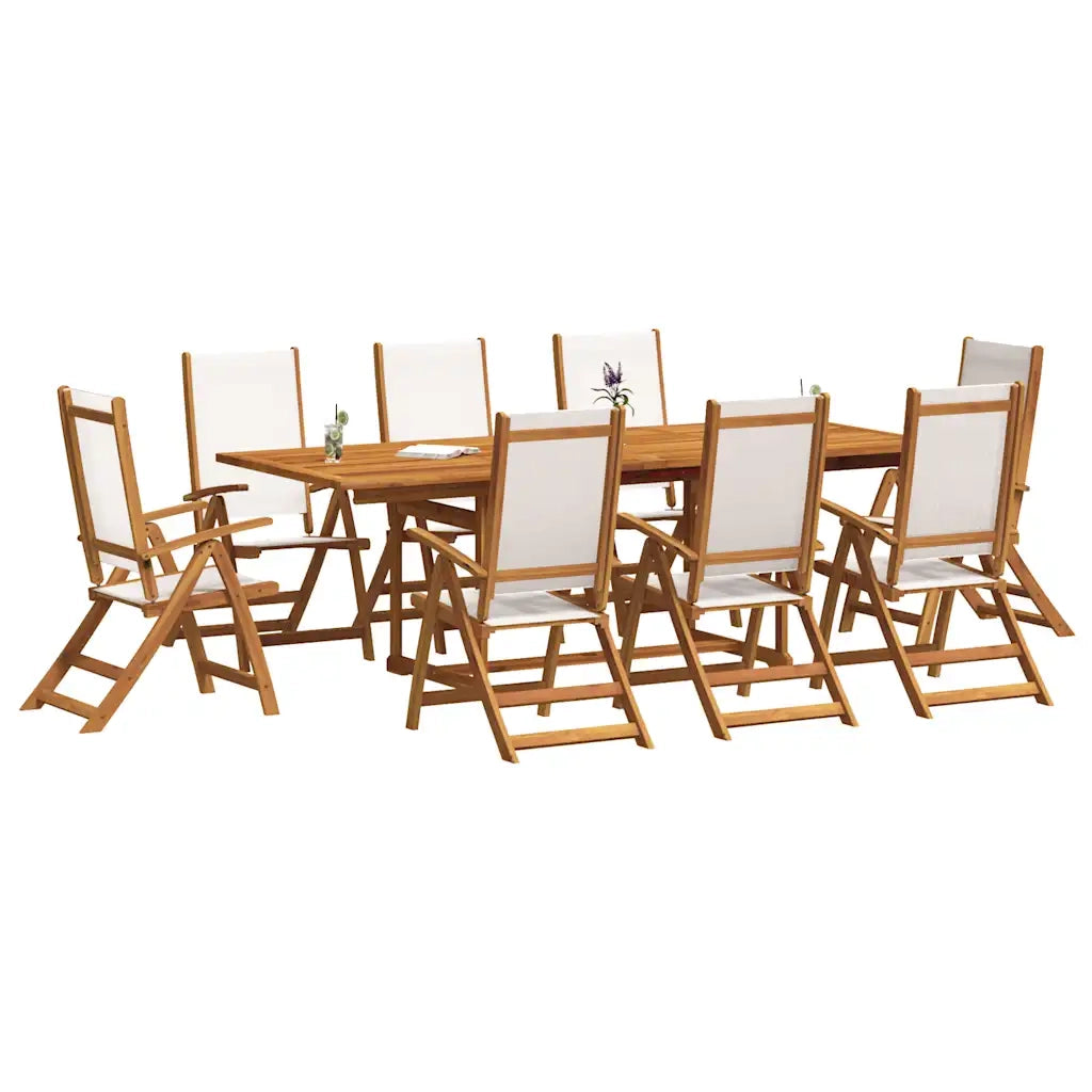 Set Pranzo da Giardino 9pz Legno Massello di Acacia e Textilene 3279293