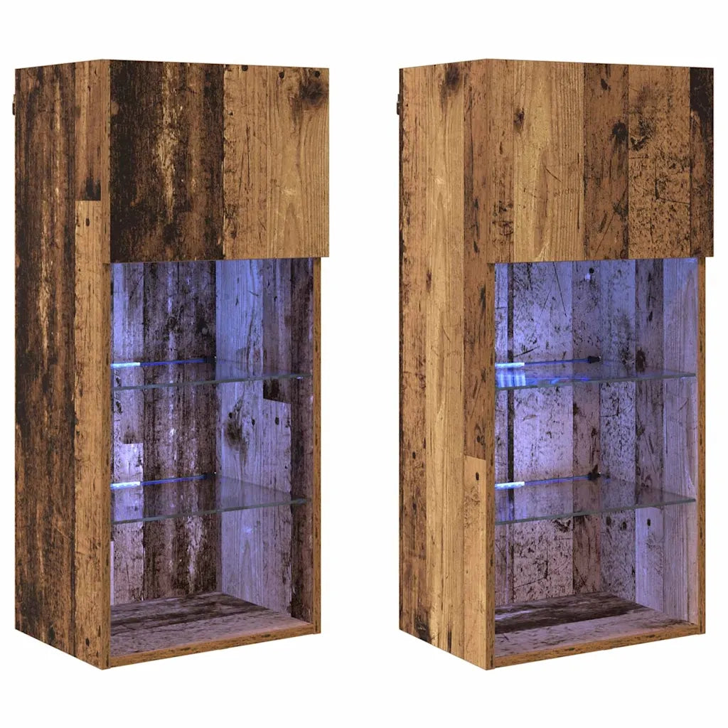 Mobiletti TV a parete 2 pz-Set di 2 Credenza per TV-Console TV Legno vecchio 40,5 x 30 x 90 cm