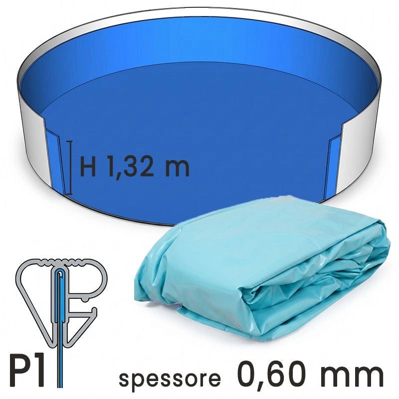 Liner Per Piscine Circolari In Lamiera Di Acciaio  3,50 X H. 1,32 - Colore Azzurro- Spessore 0,60 Mm Colore: Sabbia