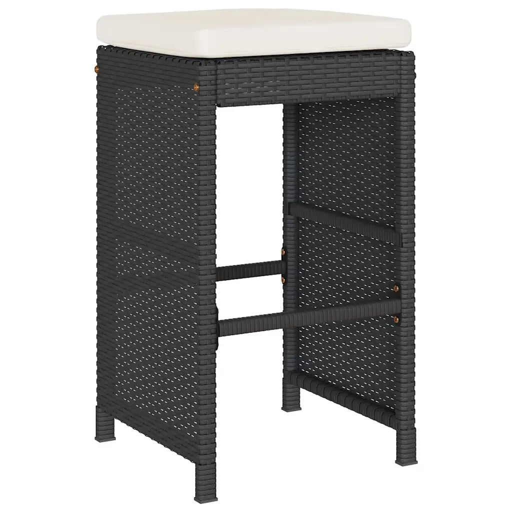 Sgabelli da Bar con Cuscini 4 pz Neri in Polyrattan CFW4970443