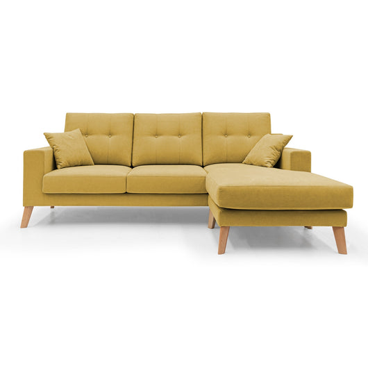 Danish Divano angolare REVERSIBILE in tessuto morbido impermeabile T02 237 cm giallo