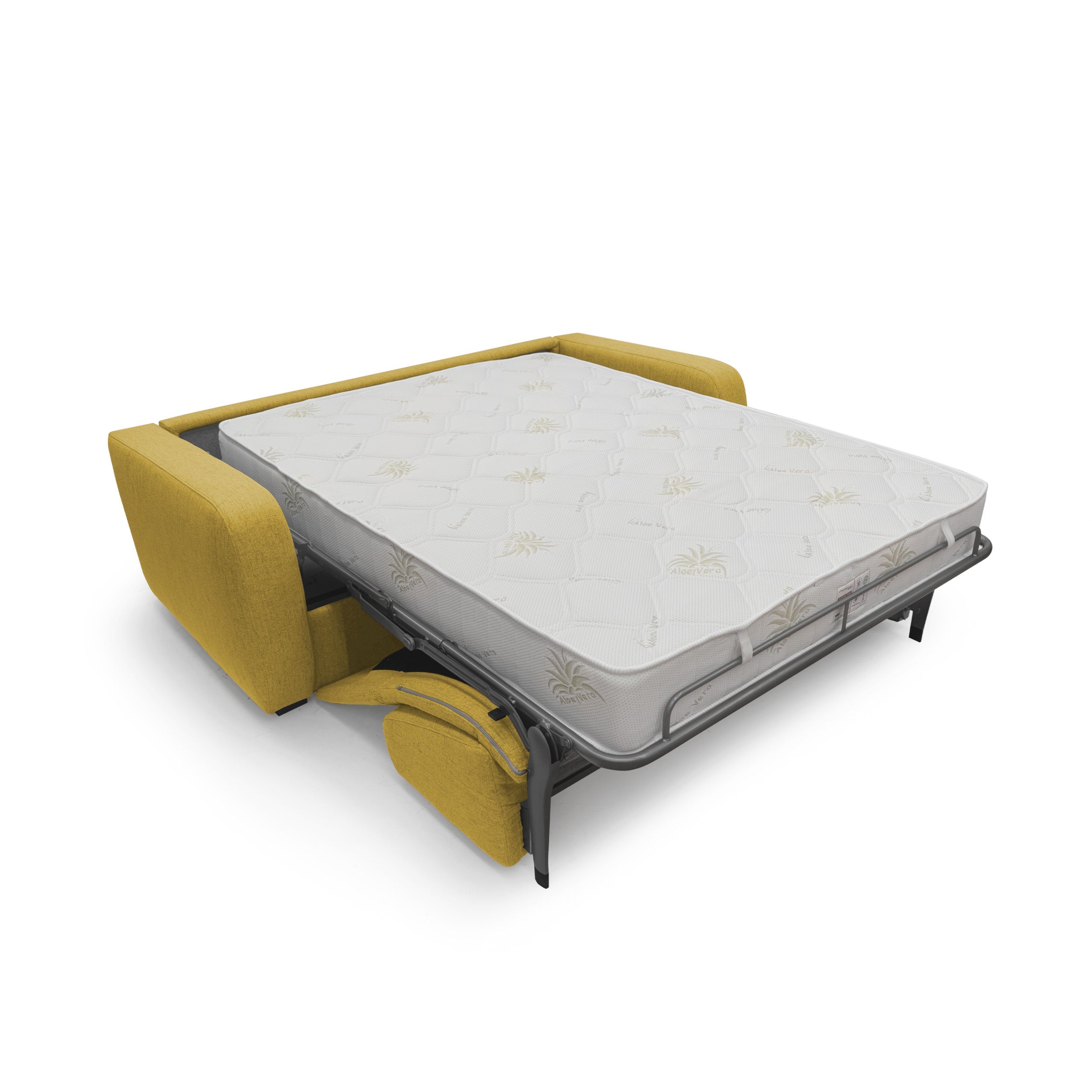Duna Divano letto matrimoniale con materasso 20 cm in tessuto impermeabile T03 215 cm (mat. 160x197) giallo