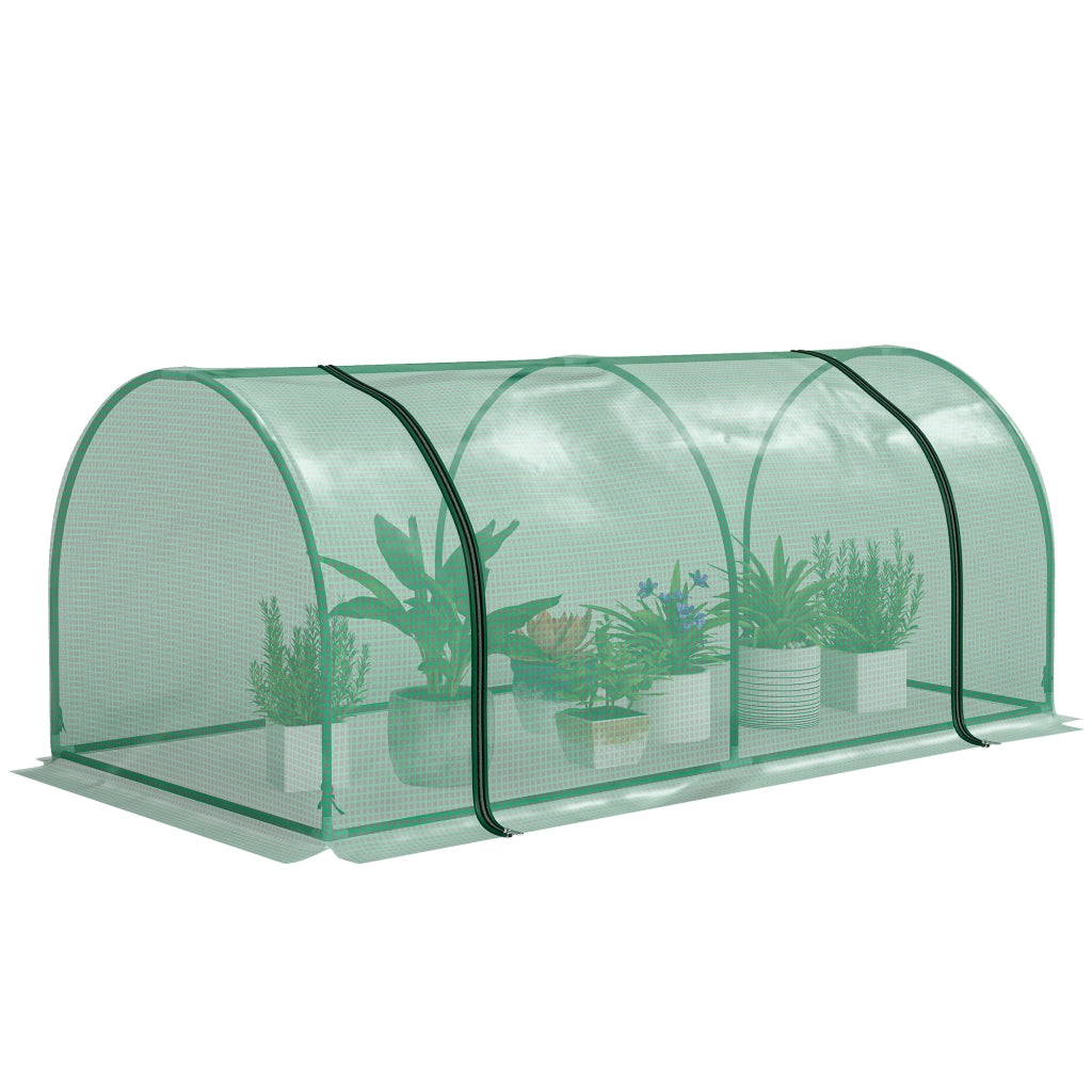 Serra da giardino a Tunnel in Acciaio e con Copertura in PVC, 200x100x80 cm, Verde