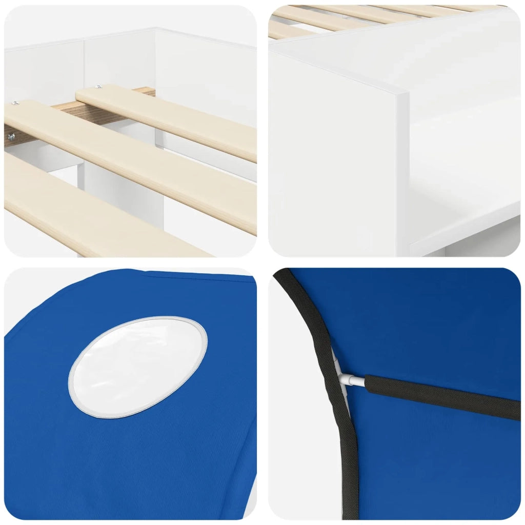 Letto con Tunnel 4 pcs Bianco e Blu Legno ingegnerizzato