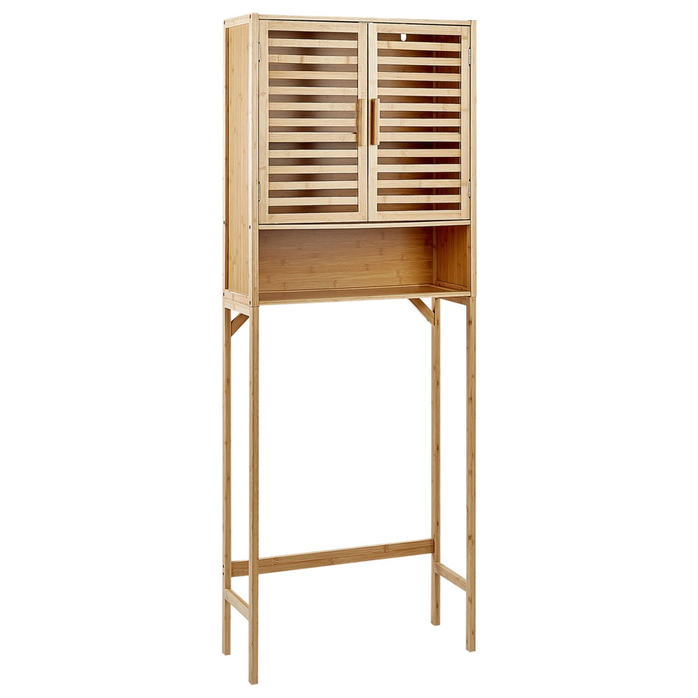 Mobile da bagno in bambù sopra la lavatrice marrone chiaro Stile minimalista