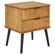 Comodino in legno di pino 2 cassetti legno chiaro in stile classico elegante