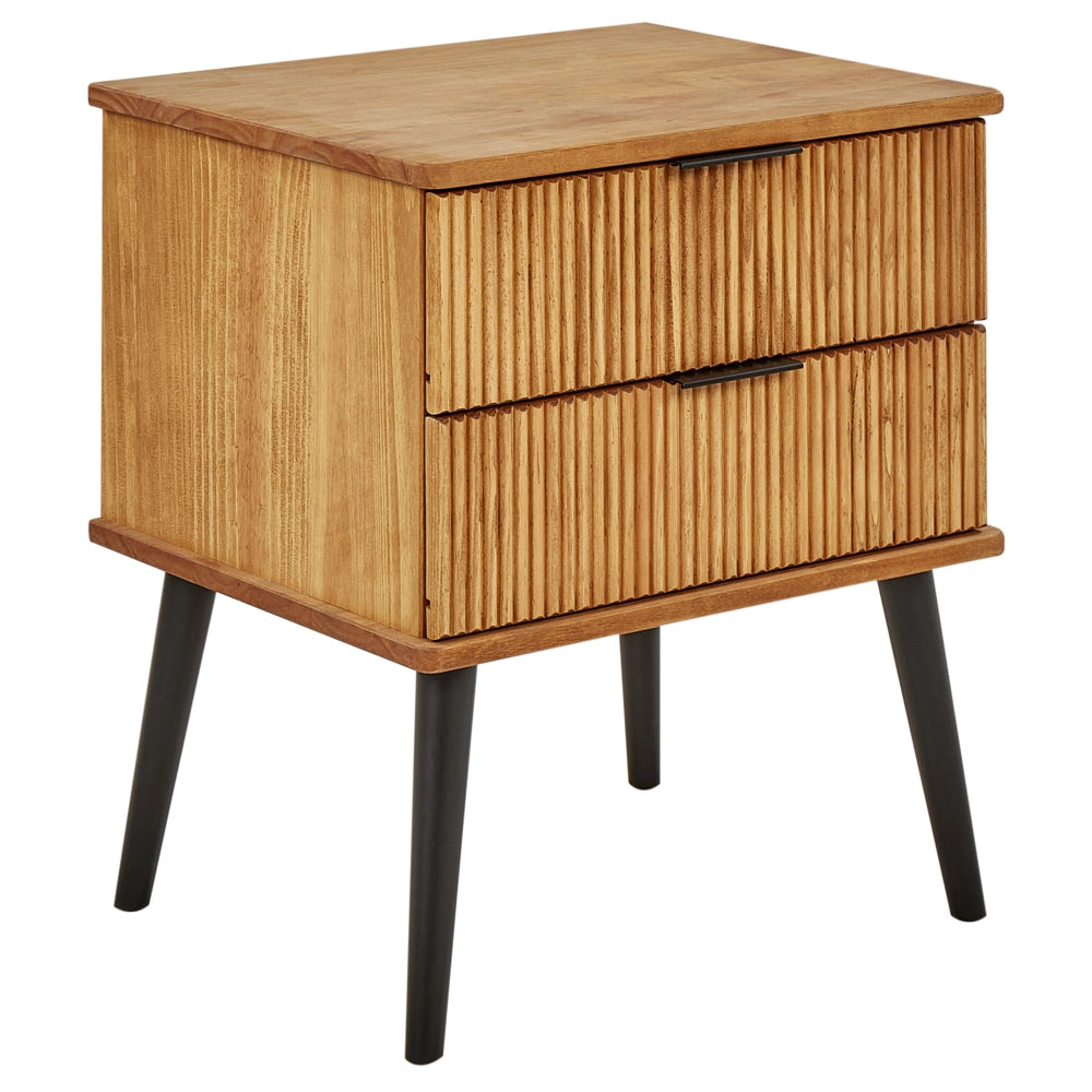 Comodino in legno di pino 2 cassetti legno chiaro in stile classico elegante