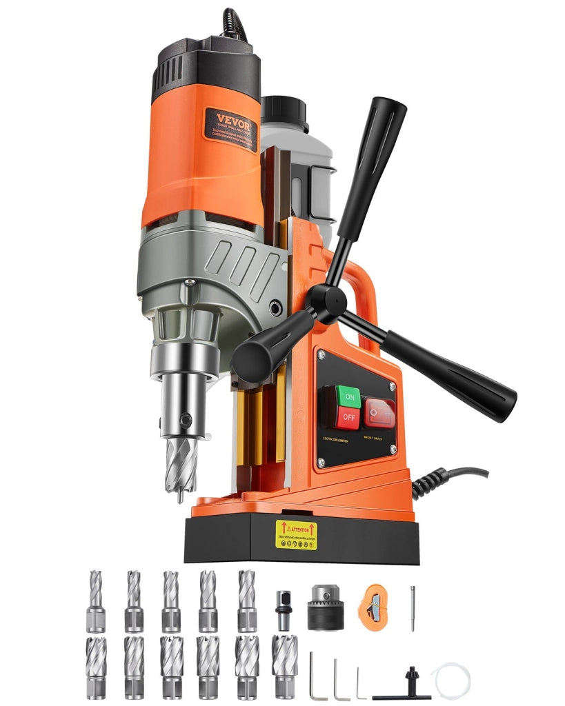 Trapano magnetico a colonna portatile 1450W 12500N 850 giri/min carotaggio max 40mm robusto per officina e fai da te