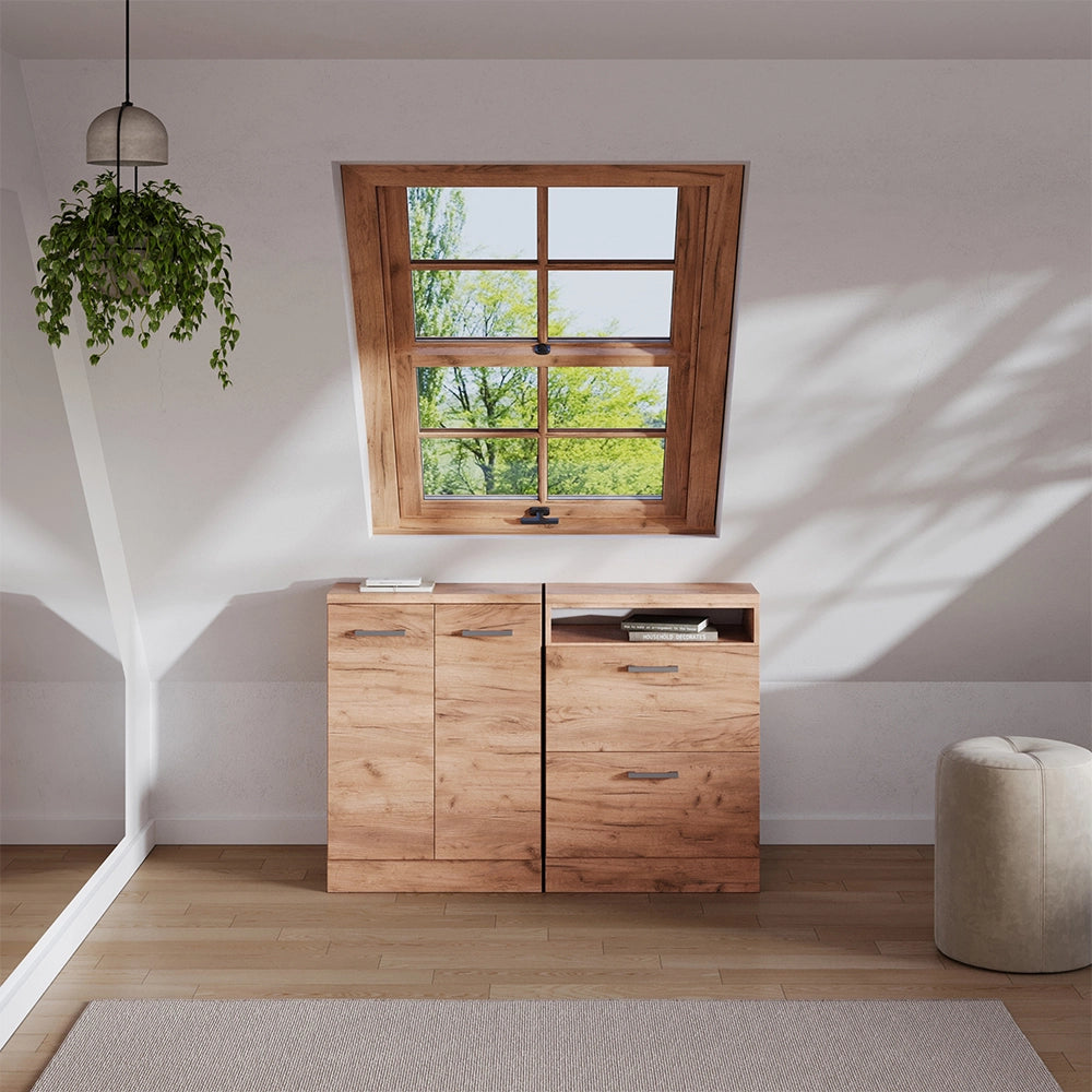 Set di mobili sottotetto Rion Rovere dorato/Rovere dorato 120 cm Set di 2 carcasse armadio profondità 60 cm Vicco