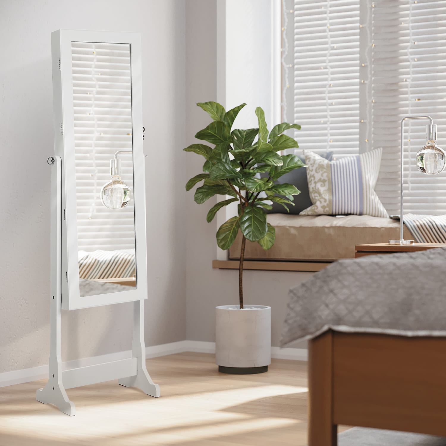 Mobiletto portagioielli con specchio VALORA e interno in velluto - JBC94W