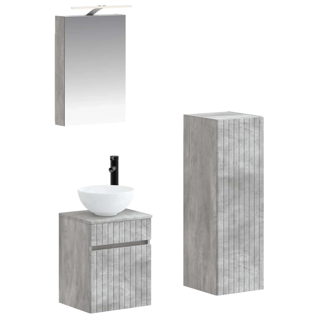 Set di mobili per il bagno 4 pcs Grigio Cemento 3407458