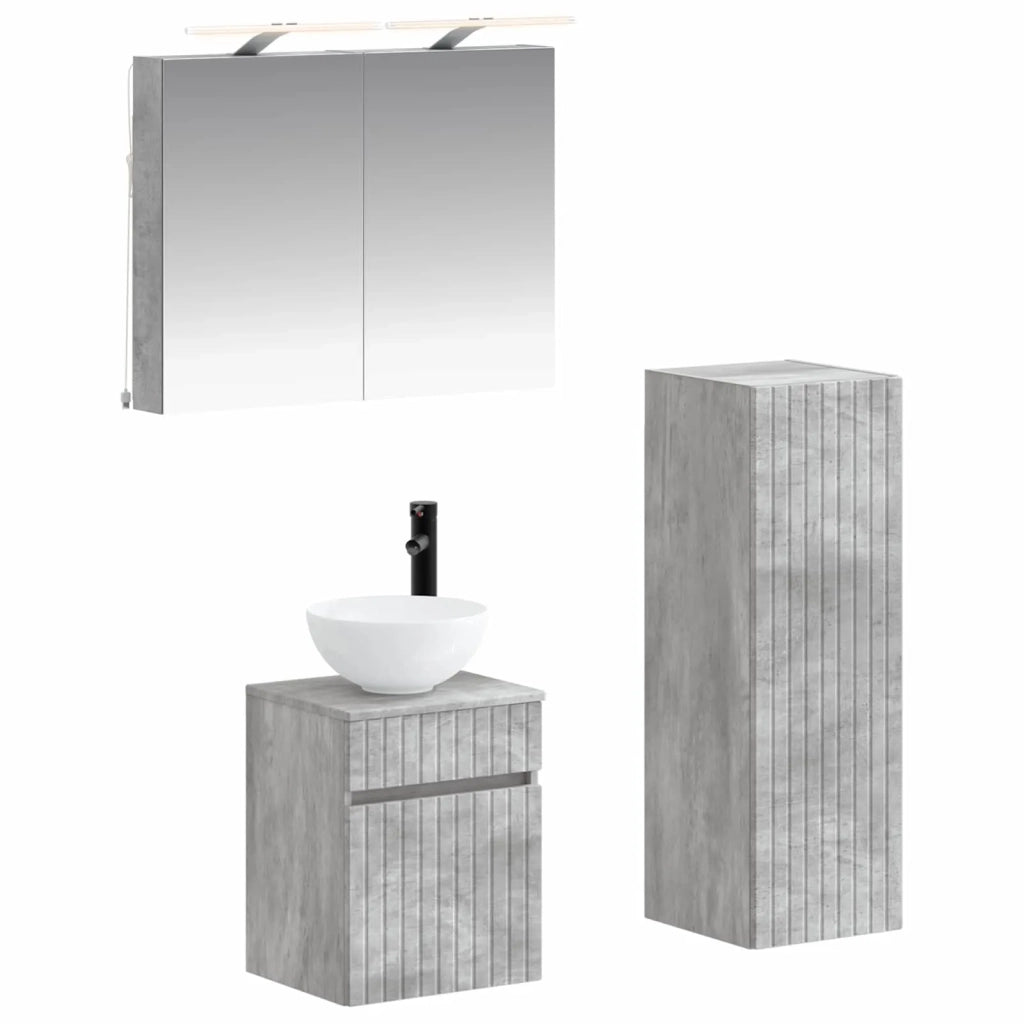 Set di mobili per il bagno 4 pz Grigio Cemento 3407458