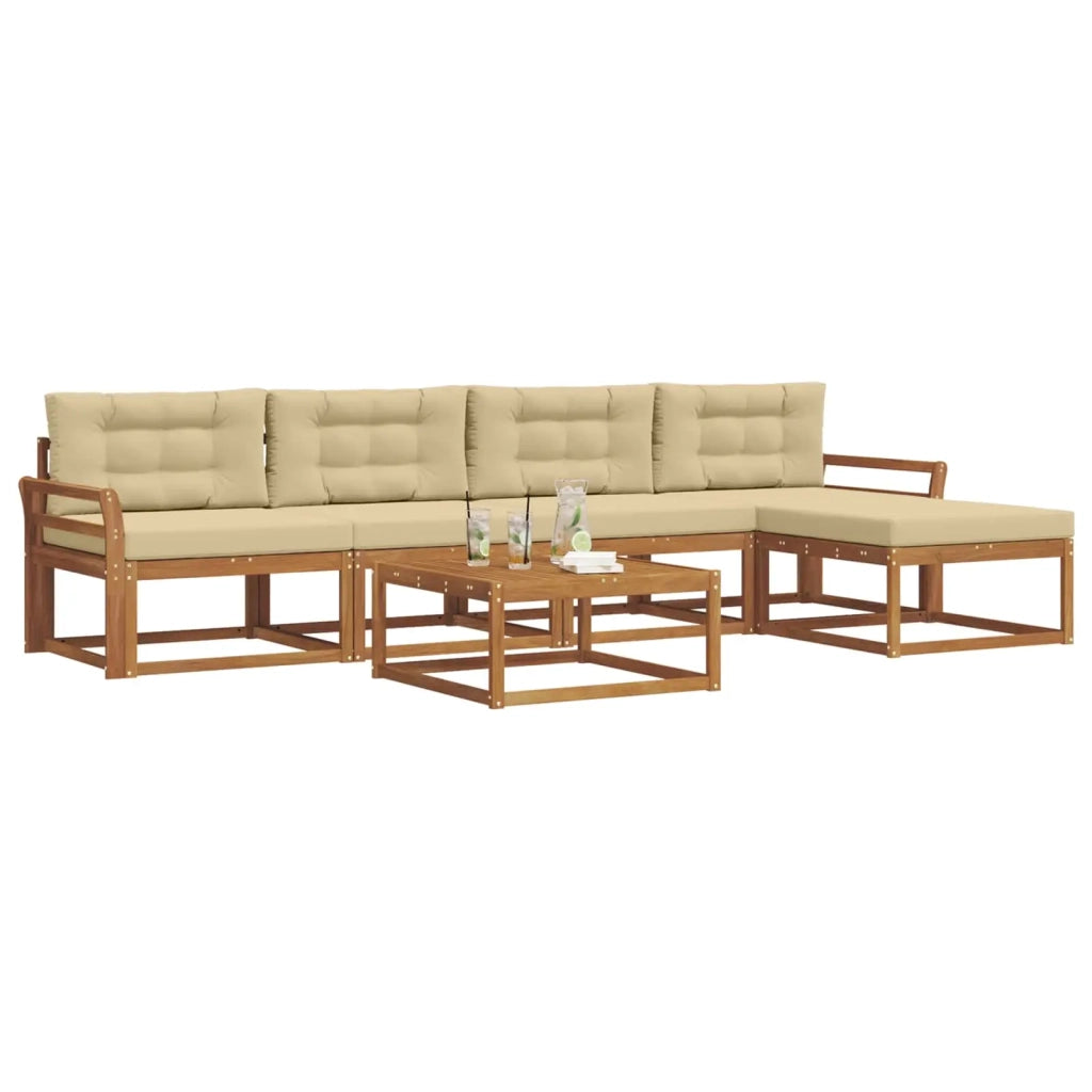 Set di divani da esterno con cuscino 6 pcs Naturale e Beige 3367476